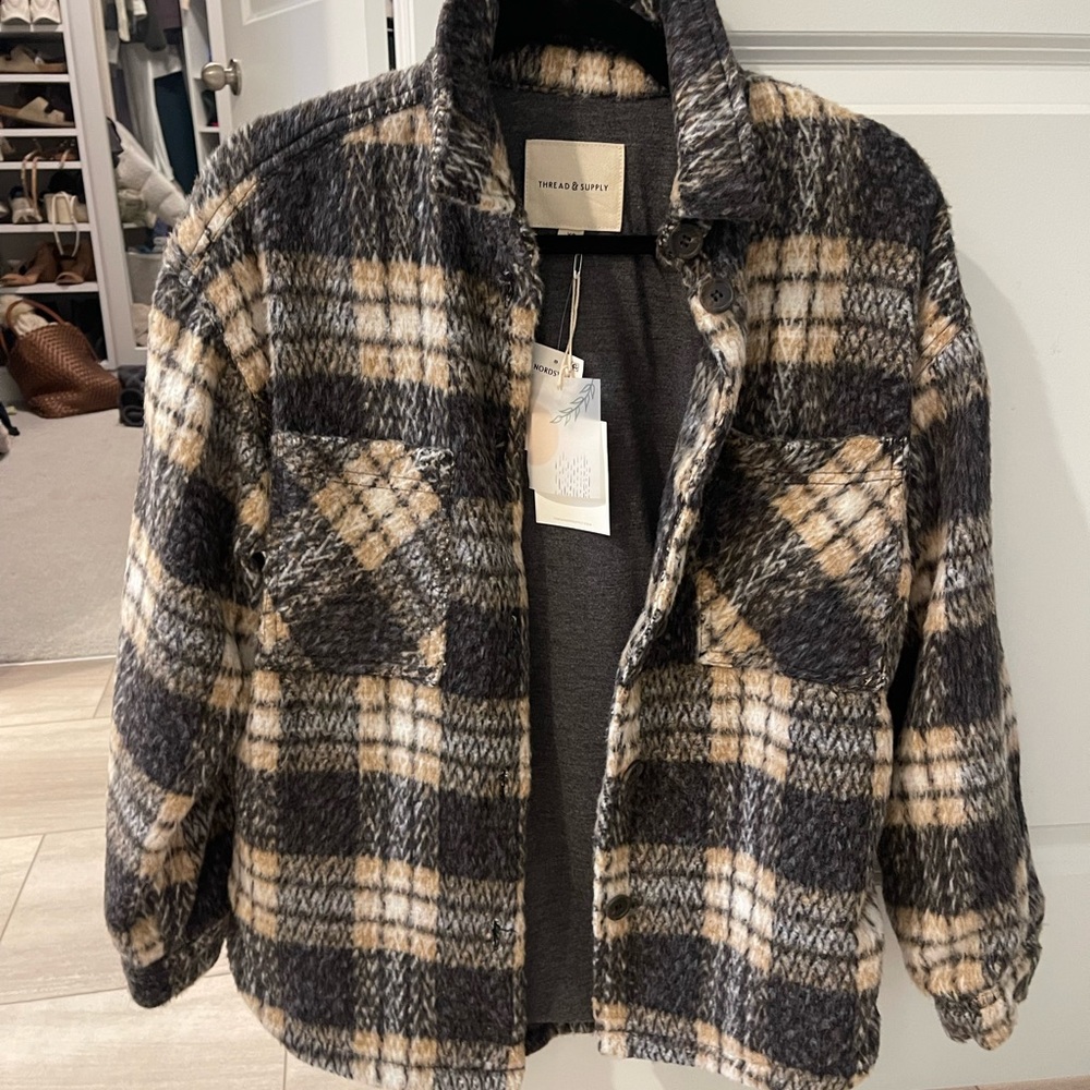 Thread & Supply plaid fleece shirt jacket